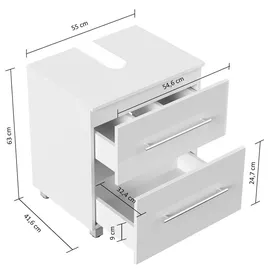 Posseik Unterbau auf Standfüßen Mondial 55 weiß Hochglanz