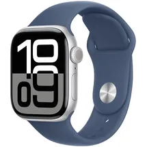 Apple Watch Series 10 GPS 42 mm Aluminiumgehäuse silber Sportarmband denim S/M