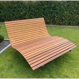 Fischer und Adamek Exklusiv Waldsofa Wellenliege Sonnenliege Holzliege Gartenliege Wellnessliege Saunaliege Relaxliege, Farbauswahl:Feuerverzinkt, Maße:Trio (150x99x156)