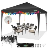 COBIZI Faltpavillon 3x3 Pop Up Pavillon 3x3 Wasserdicht Stabil One Push UV-Schutz Outdoor Partyzelt Wellige Traufe Festzelt Zelt Gartenpavillon Pavillion Klappbar 3x3m Mit Tragetasche, Schwarz