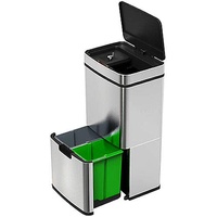 infactory Mülltrennsystem: Design-Mülltrenn-System mit Sensor, 4 Behälter, Edelstahl, 75 Liter (Abfalleimer, Müllsammler, Automatischer)