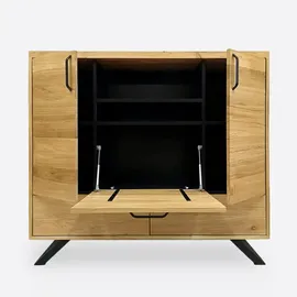 AC ANGEL CERDÁ Highboard 110 x 140 x 50 cm Walnuss / Schwarz