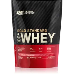 Optimum Nutrition Gold Standard Whey Protein Molkenproteinhydrolysat mit niedrigem Zuckergehalt Geschmack Delicious Strawberry 450 g
