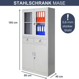 Jan Nowak CENO Aktenschrank 185 x 90 x 40 cm Grau