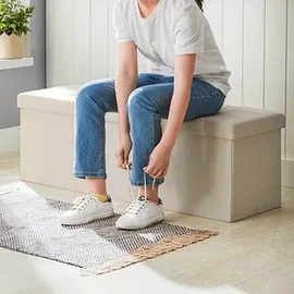 Songmics Sitzbank Truhenbank Beige 110 x 38 x 38 cm