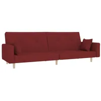 vidaXL Schlafsofa 2-Sitzer mit 2 Kissen Weinrot Stoff