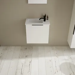 burgbad Eqio Waschtischkombination mit Mineralguss-Waschtisch, 52 cm, mit Griff G0200