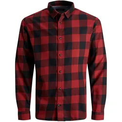 Jack & Jones Herren Freizeit Hemd JJEGINGHAM TWILL Slim Fit Rot M