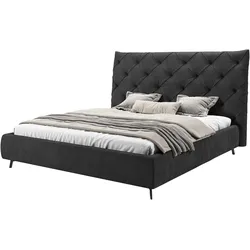 Polsterbett LEONIQUE "Maxime, in 4 Breiten bis 200cm, auch in Leder", schwarz, B:236cm H:105cm L:254cm, 96% Polyester, 4% Polyacryl, Betten, Kopfteilhöhe 143 cm, belastbar bis 280 kg, auch in Überlänge 220cm