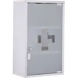 Medizinschrank Arzneischrank Aus Edelstahl, Abschließbar Medikamentenschrank Mit 3 Fächern, Glastür Apothekerschrank Zur Medikamenten-aufbewahrung, 30 X 18 X 50 Cm