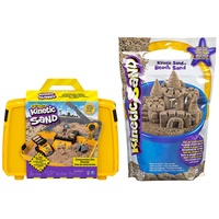 Kinetic Sand Baustellen Koffer mit 907 g Kinetic Sand & Beach Sand 1,4 kg - echter Strandsand für Indoor Sandspiel