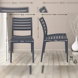 CLP Ares Gartenstuhl 48 x 58 x 82 cm dunkelgrau 2er Set