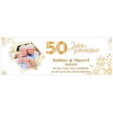 Personalisiertes Banner zur goldenen Hochzeit mit Foto und Wunschtext - 50 Jahre gemeinsam -Dekoration -Jubiläumsbanner- 150x50cm oder 225x75cm