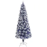 vidaXL Künstlicher Weihnachtsbaum mit LED Weiß Blau 240 cm Glasfaser