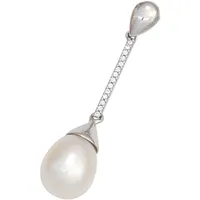 Perlenanhänger JOBO "Anhänger hängend 38 mm", weiß (weißgold 585), Schmuckanhänger, Damen, SI = kleine Einschlüsse, Diamanten Perlen Weißgold 585, Diamanten, Perlen, Weißgold 585, 14 Karat 585 Weißgold mit Perle und 14 Diamanten