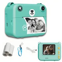 Athlix 1080P Kinderkamera Selfie Digitalkamera Kinder Sofortbildkamera Kinderkamera (3 MP, 180° drehbares Objektiv, Ein-Knopf-Sofortdruck) grün