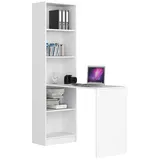 Akord - Pc-schreibtisch Smart, In Der Farbe Weiß Schreibtischbibliothek B125 x H180 x T50 cm,