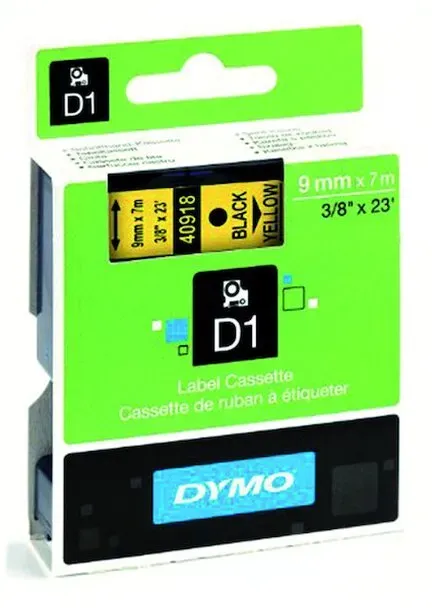DYMO D1-Schriftband 40918 9mmx7m schwarz auf gelb