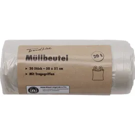 Trendline Müllbeutel 20 L, transparent+Tragegriff, 30 Stück Müllbeutel