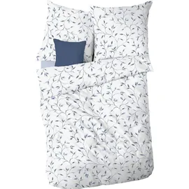 KAEPPEL Leaf Allover Floral Blau 135 x 200 cm + 80 x 80 cm