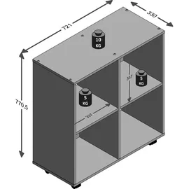 FMD Mid.you Regal, Weiß, Holzwerkstoff, 72x78x33 cm, Wohnzimmer, Regale, Bücherregale