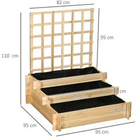 Outsunny 3-stufiges Hochbeet 95 x 95 x 110 cm Braun