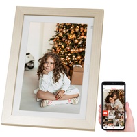 Somikon WLAN-Bilderrahmen, 25,7 cm / 10,1" IPS-Touchdisplay, weiß, Holzrahmen