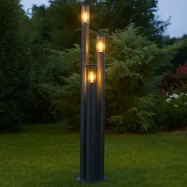 GLOBO Led Außenlampe Standleuchte Wegeleuchten Außen Edelstahl Gartenleuchte Groß für draußen, anthrazit rauch, 3x 7w 3x 630lm warmweiß, Dxh 28x170 cm