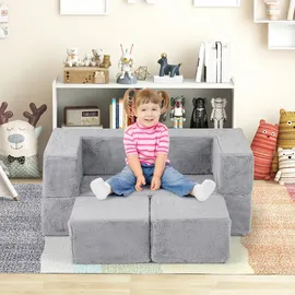 Costway Kindersofa Modulares Spielsofa 100 x 52 x 42 cm grau