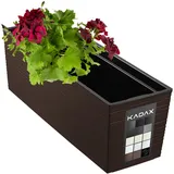 Kadax Blumenkasten mit Einsatz, 18 x 56 cm, Ritzmuster, Mokka,