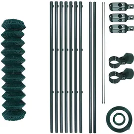 Estexo Maschendrahtzaun Komplettset 1,25 x 15 m Gartenzaunset Gartenzaun Zaunset grün