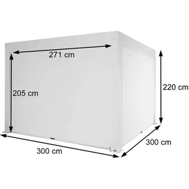Mendler Pergola MCW-L46 mit Seitenwand Weiß 11 cm Alu-Gestell 3 x 3 m