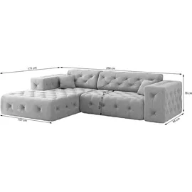 Fun Möbel Ecksofa Designersofa CHANTAL in Stoff Opera Velvet Grün Ottomane Rechts