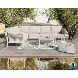Loungegarnitur Alvina Outdoorstoff/Metall +Abdeckung