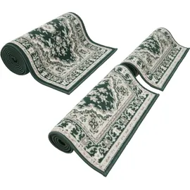 OTTO home Bettumrandung OTTO HOME "Oriental, Made in Belgium", grün (dunkelgrün), H:7mm, Obermaterial: 100% Polypropylen, Bettumrandungen, Läufer-Set, Kurzflor, Orient-Optik, mit Bordüre, pflegeleicht, elegant