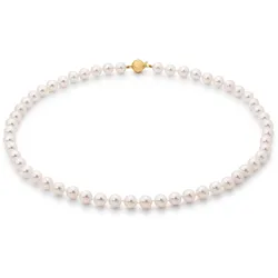 Perlenkette FIRETTI "Schmuck Geschenk Gold 585 Halsschmuck Halskette Perle" Gr. 7, gold (gelbgoldfarben, weiß), Halsketten, Damen, 7, Gelbgold 585-Seide-Perlen, L: 45cm, Gelbgold 585, Seide, Perlen, Made in Germany - mit Akoyazuchtperle