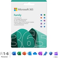 Microsoft 365 Family | 12 Monate, bis zu 6 Nutzer | Word, Excel, PowerPoint | 1TB OneDrive Cloudspeicher | PCs/Macs & mobile Geräte | Box