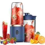 Smoothie Maker, Tragbarer Mixer, Standmixer, 400ML Elektrisch Maker, USB wiederaufladbarer, mit 2 Mischbecher - Blau