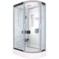 AcquaVapore Komplettdusche mit Schiebetür 80 x 120 cm Weiß Sicherheitsglas D60-70T1R-EC