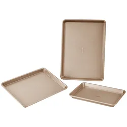 VEVOR Backform Küchenbackform Set 3-teilig Karbonstahl mit Silikongriffen Gold