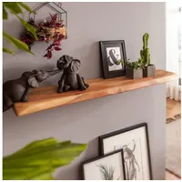 FineBuy Wandregal 80 cm 80 x 25 x 4 cm Braun