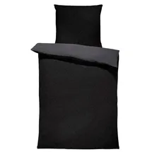 one-home Bettgarnitur Unifarben Schwarz 155 x 200 cm + 80 x 80 cm