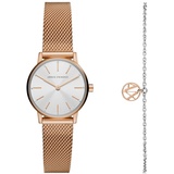 Giorgio Armani Armani Exchange Uhr für Damen , Zweizeigeruhrwerk, 28mm Rose Gold Edelstahlgehäuse mit Edelstahlarmband, AX7121