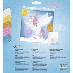 URSUS Kinder-Bastelsets Moosgummi Mosaiken Glitter Pegasus, Bastelset aus Moosgummi-Stickern, ca. 25x25cm