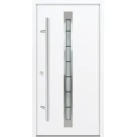Krongart Stahl-Aluminium-Haustür DS68AC Modell 520 mit schmalem Lichtausschnitt DIN links - nach innen öffnend Weiß (Dekor-Folie) 1100 mm x 2100 mm