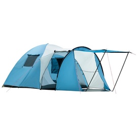 Outsunny Camping Zelt mit Erdspieße, Abspannseile und Tragetasche blau 390L x 250B x 180H cm