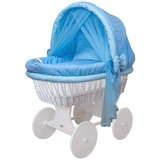 Waldin Baby Bollerwagen,Stubenwagen,komplett mit Zubehör,XXL,Stoffe Blau/kariert