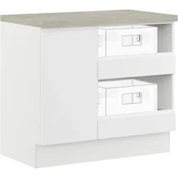 Mehrzweckschrank-Set IMPULS KÜCHEN "Warschau", weiß mit beton, optik natur, B:100cm H:91,8cm T:60cm, Holzwerkstoff, Pulverlack, Kastenmöbel-Sets, Vielfältige Varianten verfügbar; kombinierbar mit anderen Artikeln