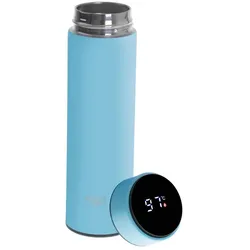 Adler Thermosflasche, 473ml, Blau, Trinkflasche mit LED-Temperaturanzeige