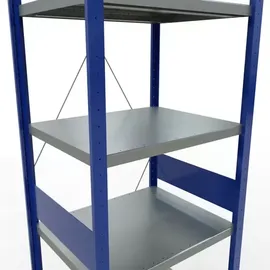 Schulte Lagertechnik Schulte Grundregal Steckregal MULTIplus250 3000 x 750 x 600 mm 7 Fachböden Kreuzstrebe RAL 5010 enzianblau/verzinkt/verzinkt